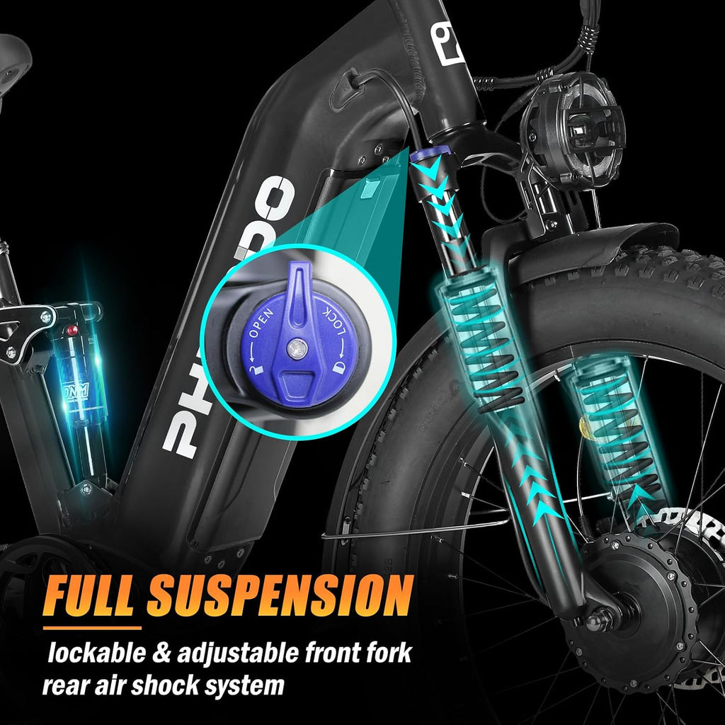 Electric Bike for Adults, 5000𝕨 Dual Motor E-Bike, 60V 32AH Long Range Dirt Bike, Fat Tire Hunting Ebike for All Terrain, Full Suspension Electric Bicycle
