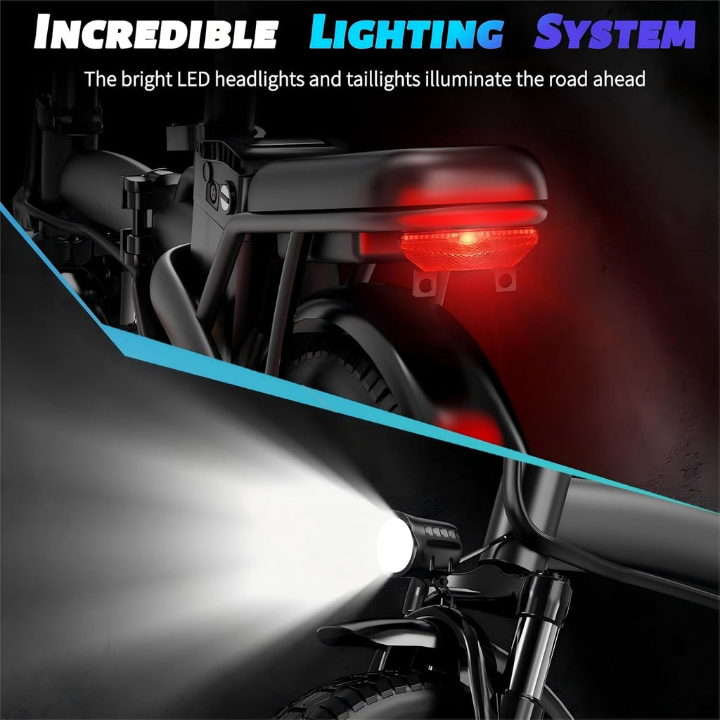Foldable Electric Bike for Adults and Teens, 500W Motor | 14' Folding Mini Ebike | 23MPH Commute Electric Bicycle | 48V12Ah Battery | UL 2849 Certified | 35 Miles PAS Range | 3-Level Pedal Assist
