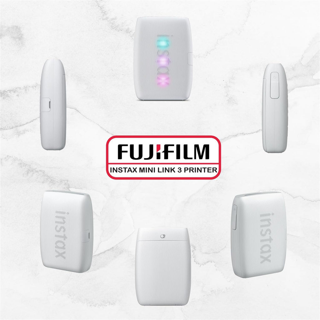 Fujifilm Instax Mini Link 3 Printer Bundle Instax Mini Film (40 Sheets), Link 3 Protective Case (Clay White)