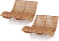 Giantex Extra-Large Dual Outdoor Rocking Chair, 2 Pack Acacia Wood Patio Lounge Chair with Ergonomic Curved & Slatted Seat, Bottom Stopper, 63'x47'x26' Lounger, 2-Person Loveseat, Rocker for Porch