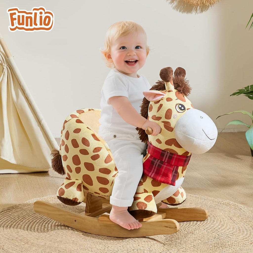 FUNLIO Giraffe Baby Rocking Horse for Toddlers 6 Months to 3 Years, Playful & Vivid Giraffe Rocker for Baby, Stuffed Plush Ride-on Rocking Animal, Easy to Assemble, CPC & CE Certified