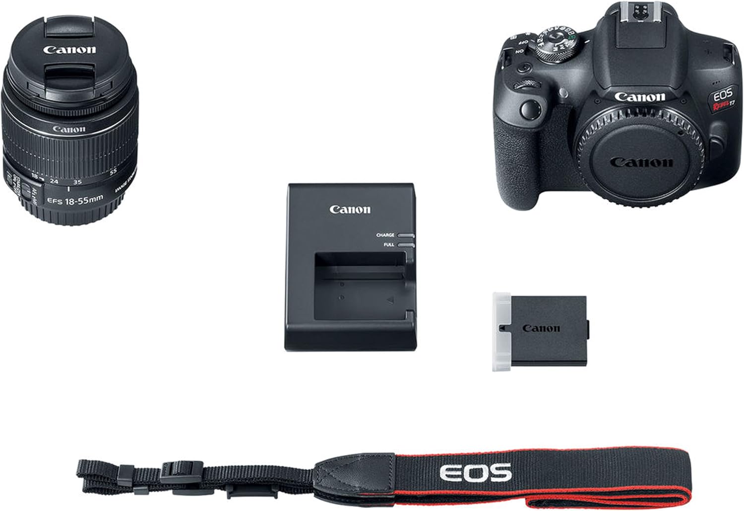 Canon EOS Rebel T7 DSLR Camera with 18-55mm f/3.5-5.6 Lens| 24.1MP APS-C CMOS Sensor | Full HD 1080/30 | DIGIC 4+ with, 64GB Memory, Filter, More (Renewed)