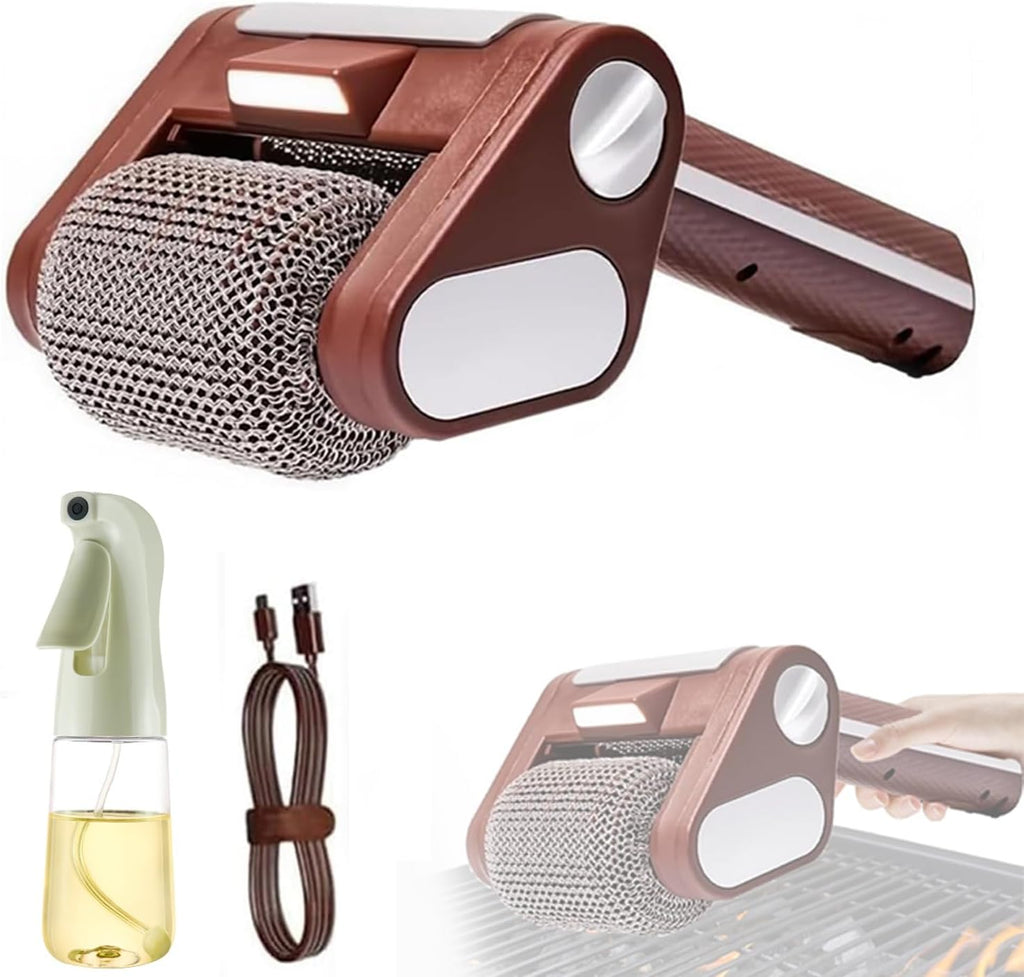 Cordless Rechargeable BBQ Tool, Electric Grill Cleaner Bristle Free with 350 RPM Stainless Roller, 304 Stainless Steel Power Roller, No Bristles, No Preheating (1)