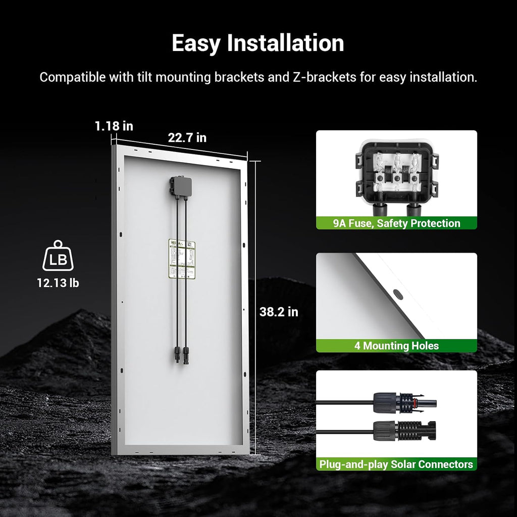 HQST Solar Panel 4pcs 100 Watt 12V Monocrystalline Solar Panel with Solar Connectors, High Efficiency Module PV Power for Battery Charging Boat, Caravan, RV and Any Other Off Grid Applications