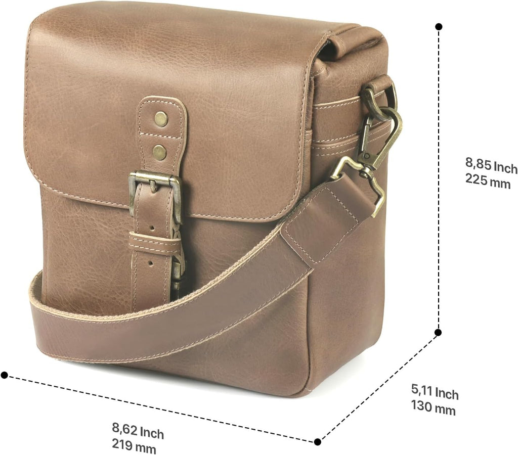 MegaGear Genuine Leather Camera Messenger Bag Mirrorless Portable electronic device cover