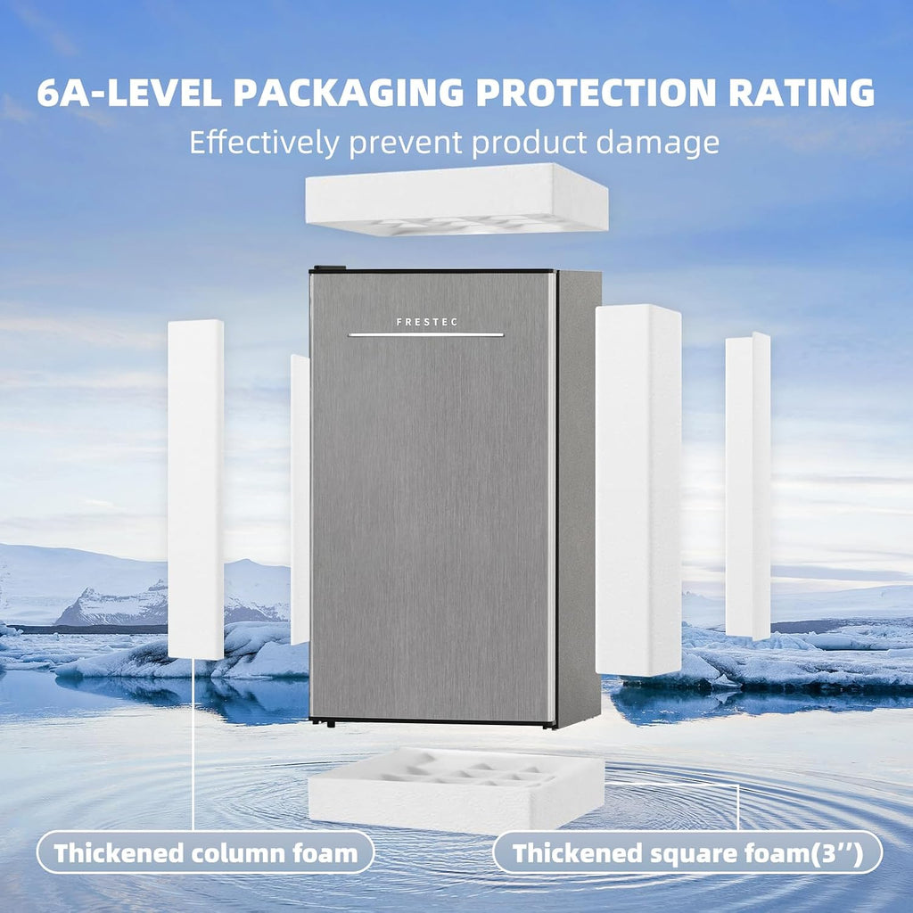 3.2 Cu. Ft. Mini Fridge with Freezer Small Refrigerator, Mini fridge for Bedroom, Dorm, Single Door, Energy Saving, Low Noise, Mini Fridge for Office (Grey)