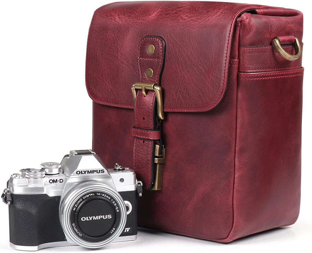 MegaGear Genuine Leather Camera Messenger Bag Mirrorless Portable electronic device cover