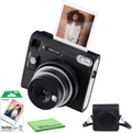 Fujifilm Instax Square SQ40 Instant Camera Vintage Black Bundle with Fuji Instax Film Value Pack (20 Exposures) + Carrying Case + Cleaning Cloth