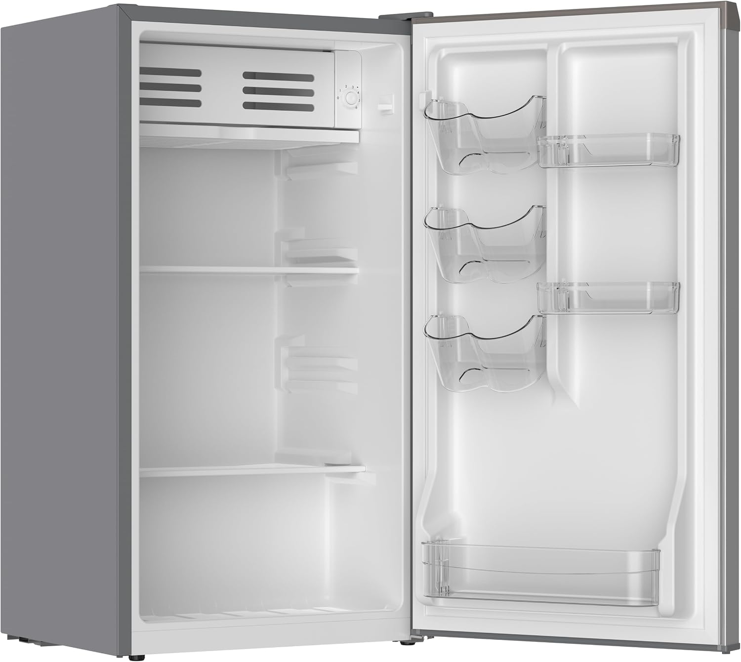 Frigidaire Mini Refrigerator, Compact Freezer Compartment, Adjustable Thermostat Control, Reversible Door, Contemporary Series, 3.2 cu ft, Platinum
