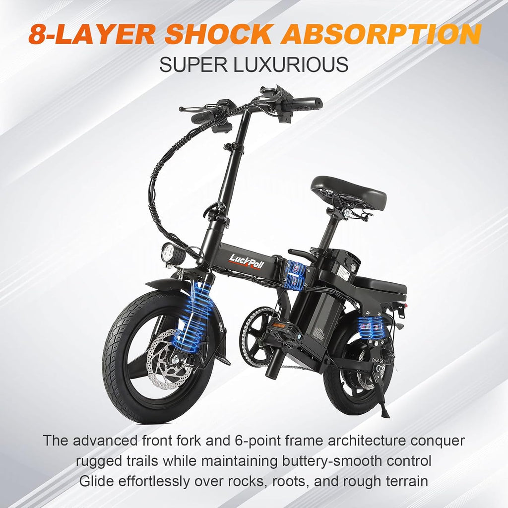 Lightweight Folding Mini Electric Bike for Adults–14 Inch Electric Bicycles Ebike,2000W/1000W, 40/28MPH,52V 25Ah & 48V 15Ah,60-80mi Range, Removable Battery