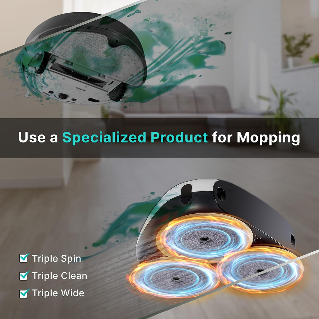 EVERYBOT Three-Spin Robot Mop for Hard Floors - Ultra-Quiet 43dB, Powerful Three Mops Wiping, Long Battery & Large Water Tank, Remote Control, Global Design Award Winner