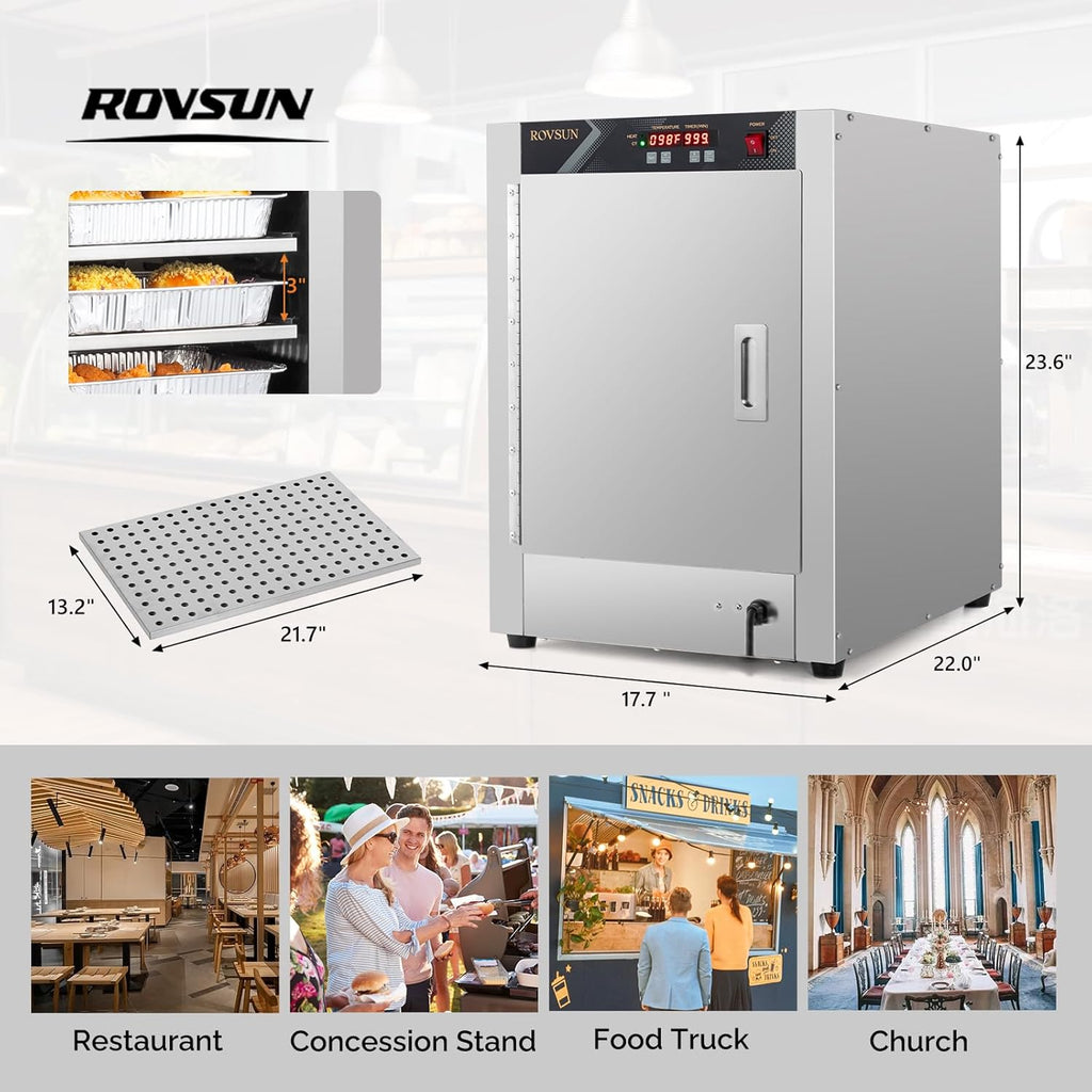 ROVSUN Hot Holding Cabinet Pizza Warmer w/Removable Shelves Water Tray, Pretzel Warmer Hot Box Food Warmer Commercial Electric Food Warmer Countertop for Catering Buffet Restaurant, 110V 800W