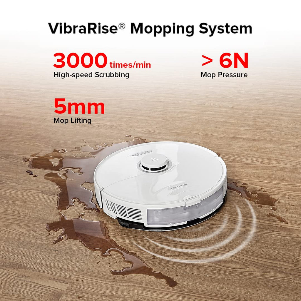 roborock S8+ Robot Vacuum, Sonic Mop with Self-Empty Dock, Stores up to 60-Days of Dust, Auto Lifting Mop, Ultrasonic Carpet Detection, 6000Pa Suction, White