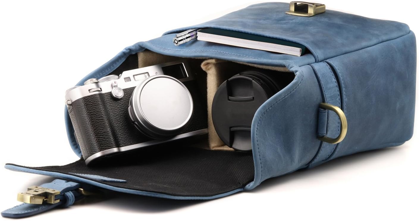 MegaGear Genuine Leather Camera Messenger Bag Mirrorless Portable electronic device cover