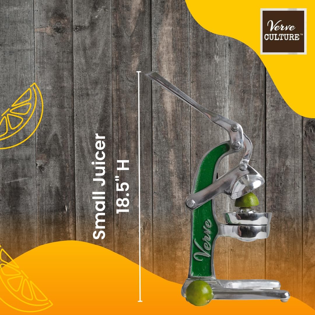 Artisan Crafted Cast Aluminum Professional Grade Manual Hand Press Juicer For Fresh Squeezed Orange, Lemon, Lime, Grapefruit and Citrus Fresh Morning Drinks, or Cooking by Verve CULTURE,Green