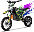 KOOZ HP112E 36V 1000W Electric Dirt Bike for Kids, 3 Speed Modes Teen Electric Motorcycle Up to 18 MPH & 15 Miles Long-Range, Dual Suspension & Disc Brake, 16' Sturdy Tire for Kids Teenagers, Green