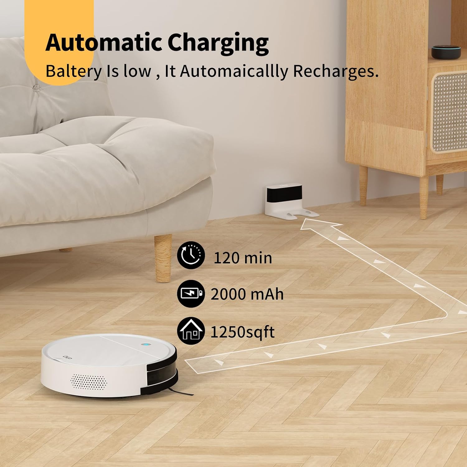 OKP Life Robot Vacuum and Mop Combo with 2500Pa Suction, Vacuum Robot Compatible with Alexa/APP/Wi-Fi, Self-Charging Super Mini Quiet Robotic Vacuum for Carpets and Hard Floors for Pet Owners