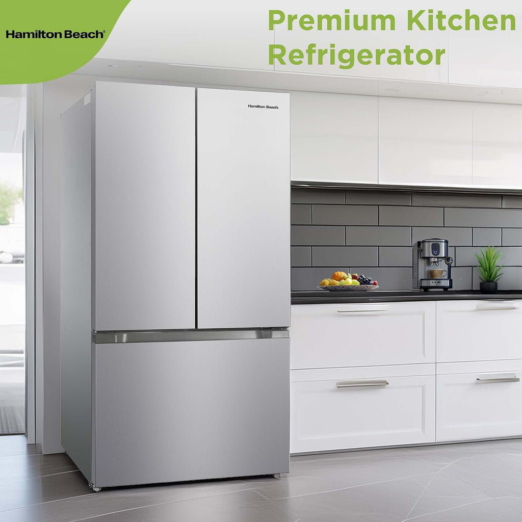 Hamilton Beach HBF2067 French Door Full Size Refrigerator with Freezer Drawer, 20.3 cu ft, Stainless Steel