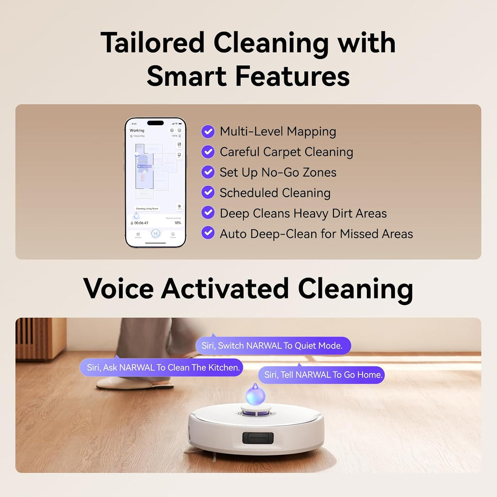 NARWAL Freo X10 Pro Robot Vacuum and Mop Combo, 11,000Pa Suction,DualFlow Tangle-Free System,MopExtend Edge Cleaning,Self-Emptying,Auto Mop Wash & Dry,for Pet Hair & Hard Floors,White
