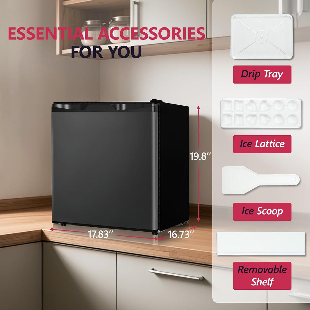 Icyglee 1.7 Cu.Ft Mini Fridge with Freezer, Single Reversible Door Compact Refrigerator, Adjustable Thermostat&Energy Saving Mini Fridge for Bedroom, Dorm, Office, Low Noise, Black