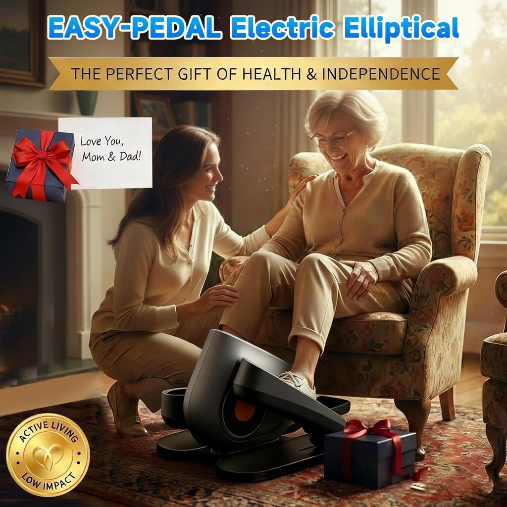 Under Desk Elliptical Machine, Electric Elliptical Leg Exerciser for Seniors with 10 Adjustable, Portable Quiet Elliptical Exercise Machine
