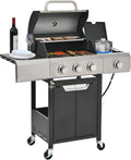 3 Burner Gas Grill with Cloth Cover – High-Powered 51,000 BTU Burners, Stainless Steel Construction, Ample Cooking Space – Perfect for Backyard Barbecues, Parties, and Family Gatherings