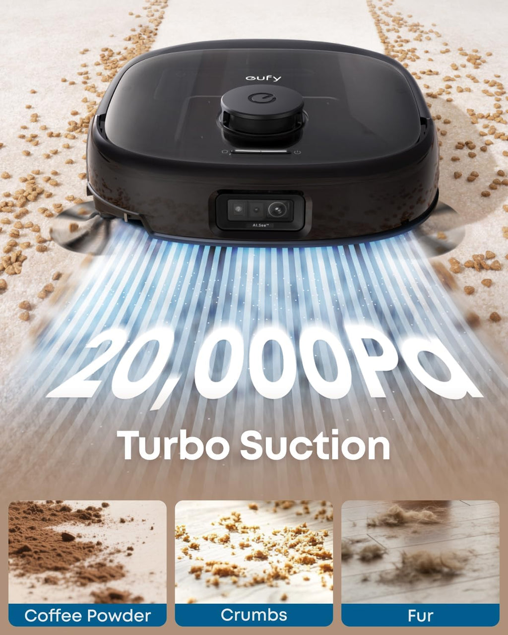 eufy Certified Like-New Robot Vacuum E28, Portable Deep Cleaner for Carpet, HydroJet System with Roller Mop, All-in-One Robot Vacuum and Mop Combo, Corner-to-Edge Cleaning (Renewed)