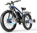 Dual Motor Electric Bikes for Adults, 6000W Peak Ebike, 52V 32Ah, Max 40-45 M P H &100 Miles E-Bike, Hydraulic Disc Brake, 26' Fat Tire Off Road Snow Mountain E-Bikes, 7-Speed Pedal Assist