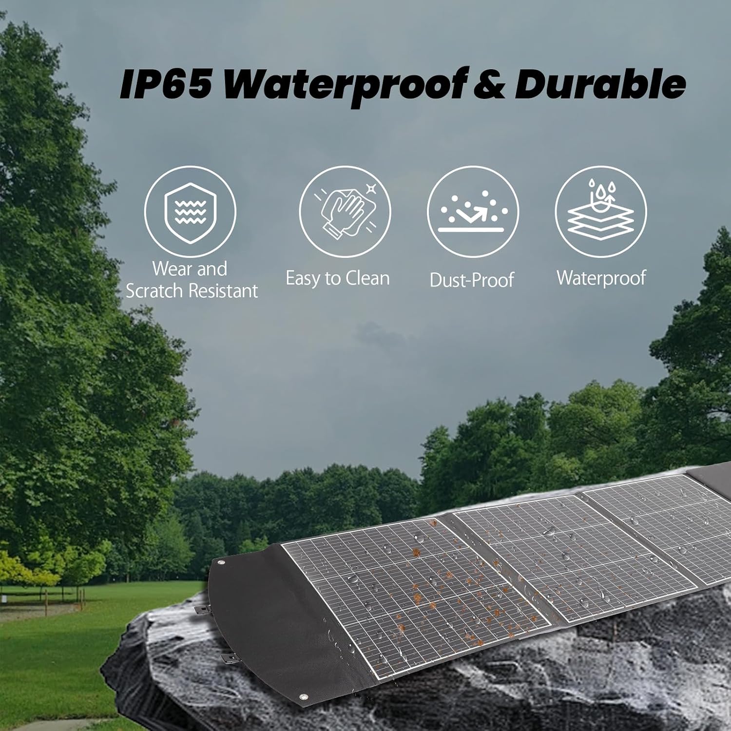 400 Watt Portable Solar Panel, 40V Foldable Solar Panel Charger with Kickstands, MC4 Output for Power Station/Solar Generator, High Efficiency IP65 Waterproof for Camping Hiking RV Blackout