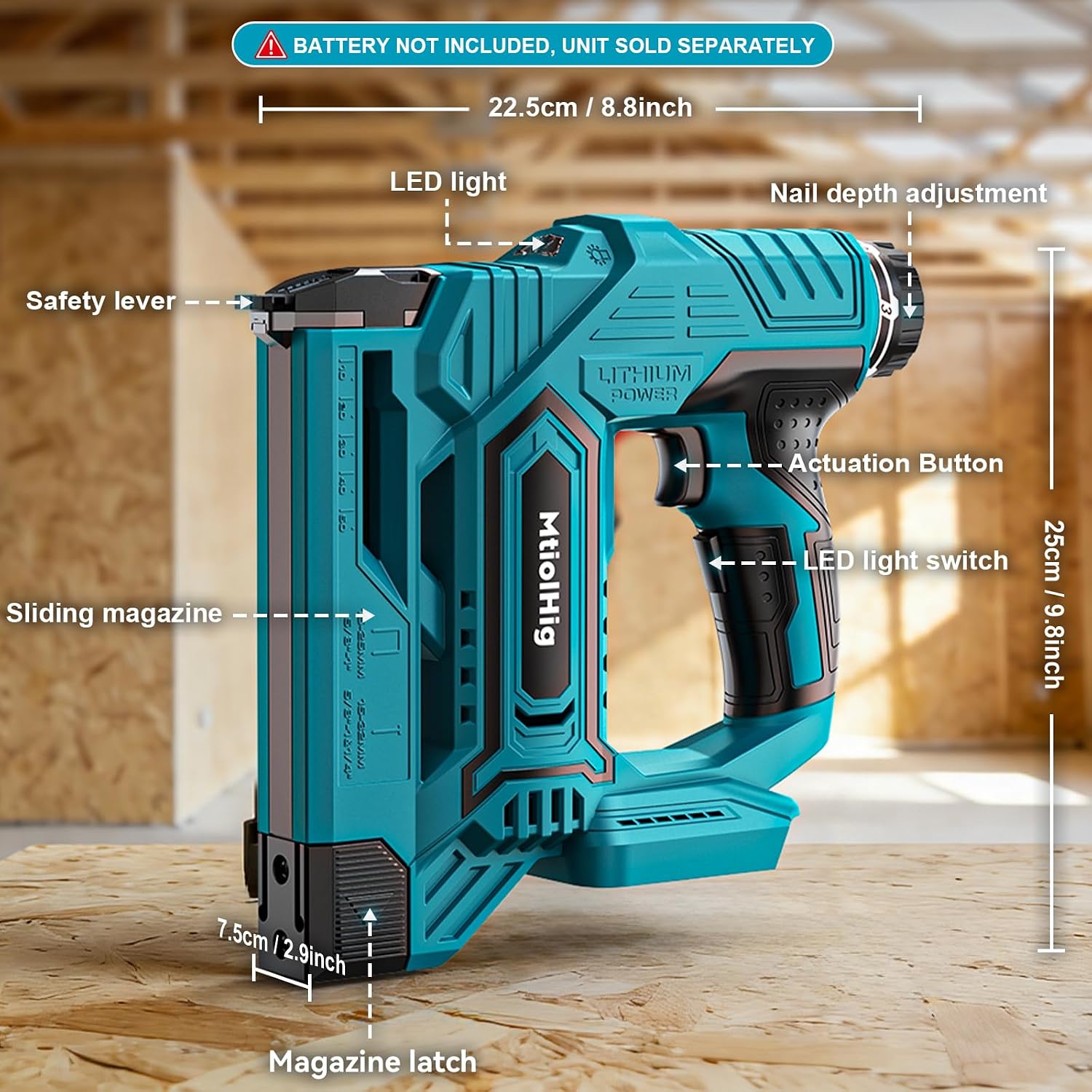 Cordless Brad Nailer Compatible with Makita 18V Battery, 5/8 to 1-1/4 Inch 18 Gauge 2-in-1 Nail Gun with 2000 nails for Wood Carpentry, Tool Only, Brushless, 2 Mode,5.9LBS