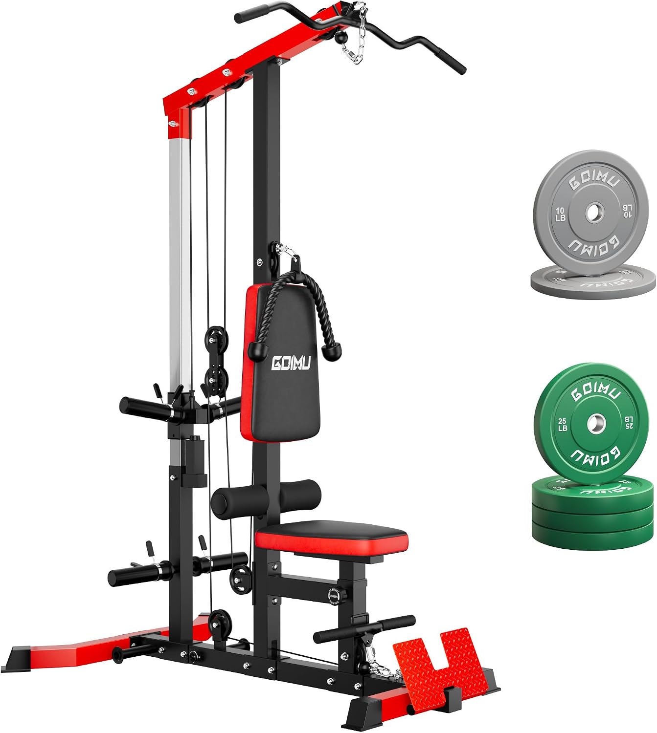 LS01 LAT Pulldown Machine, LAT Row Cable Machine with AB Crunch, LAT Tower with Cable Row Attachments, 3 in 1 Pulley Stations for Home Gym