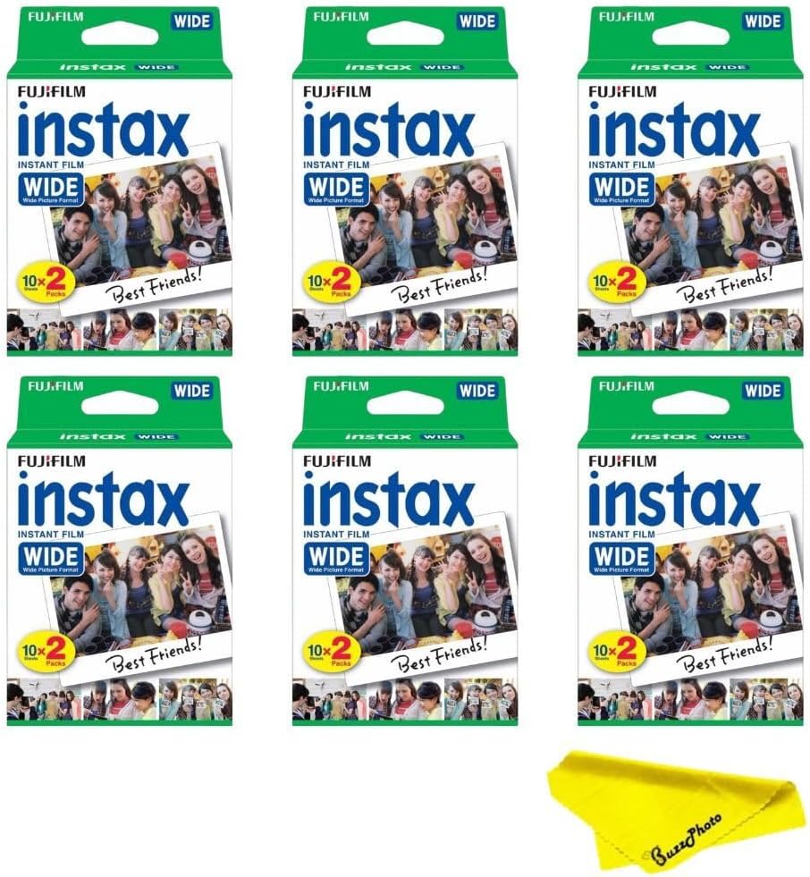 Fujifilm Instax Wide Instant Films Twin Pack for Instax Wide 210 200 100 300 - BuzzPhoto Value Pack (120 Sheets)