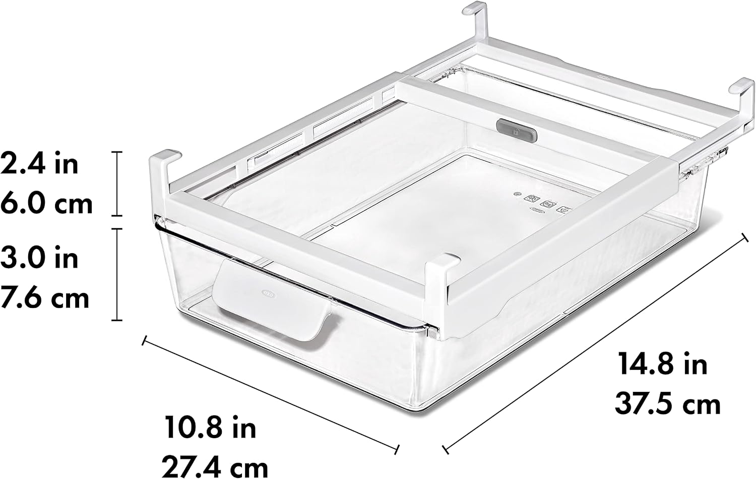 OXO Good Grips Fridge Undershelf Drawer 14 in - for Deli Meat, Cheese, Produce and More (Pack of 4)
