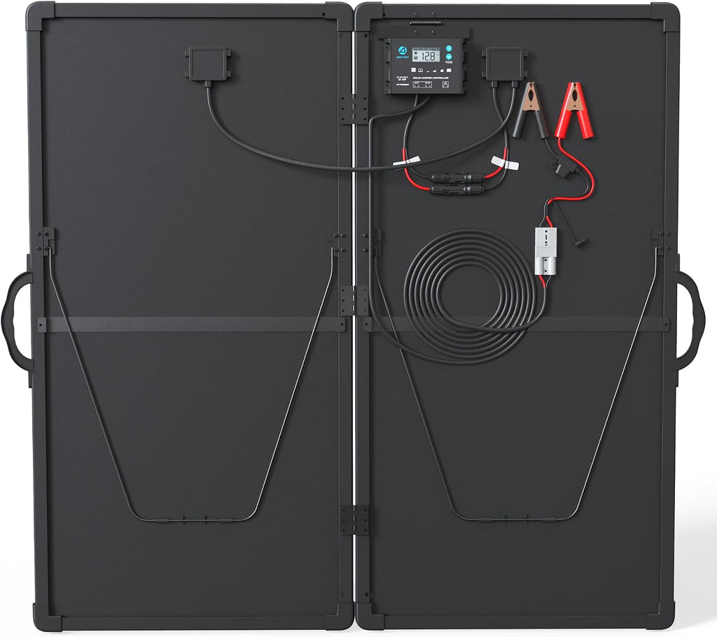 ACOPOWER 200W Portable Solar Panel Kit, Waterproof 20A Charge Controller for 12V Battery and Solar Generator for RV, Camper Trailer& Marine Black