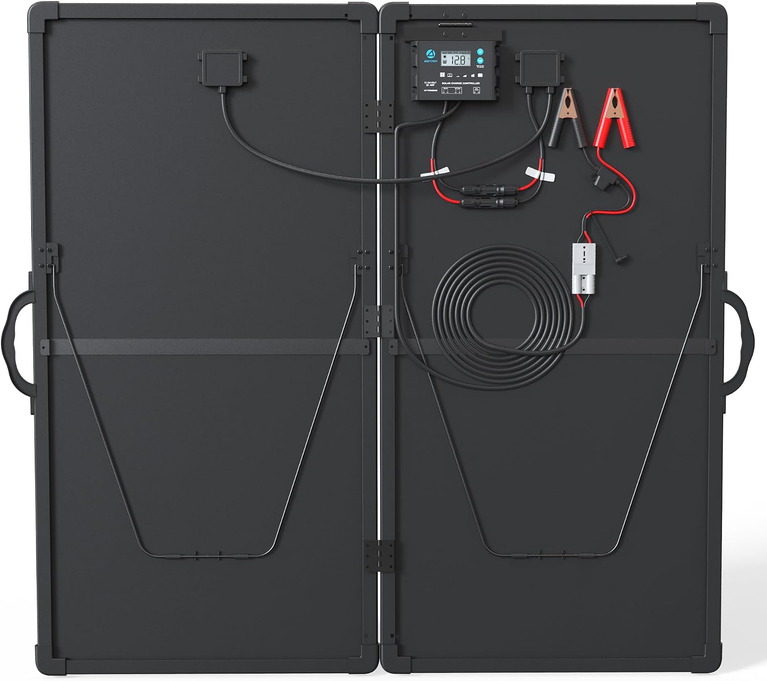ACOPOWER 200W Portable Solar Panel Kit, Waterproof 20A Charge Controller for 12V Battery and Solar Generator for RV, Camper Trailer& Marine Black