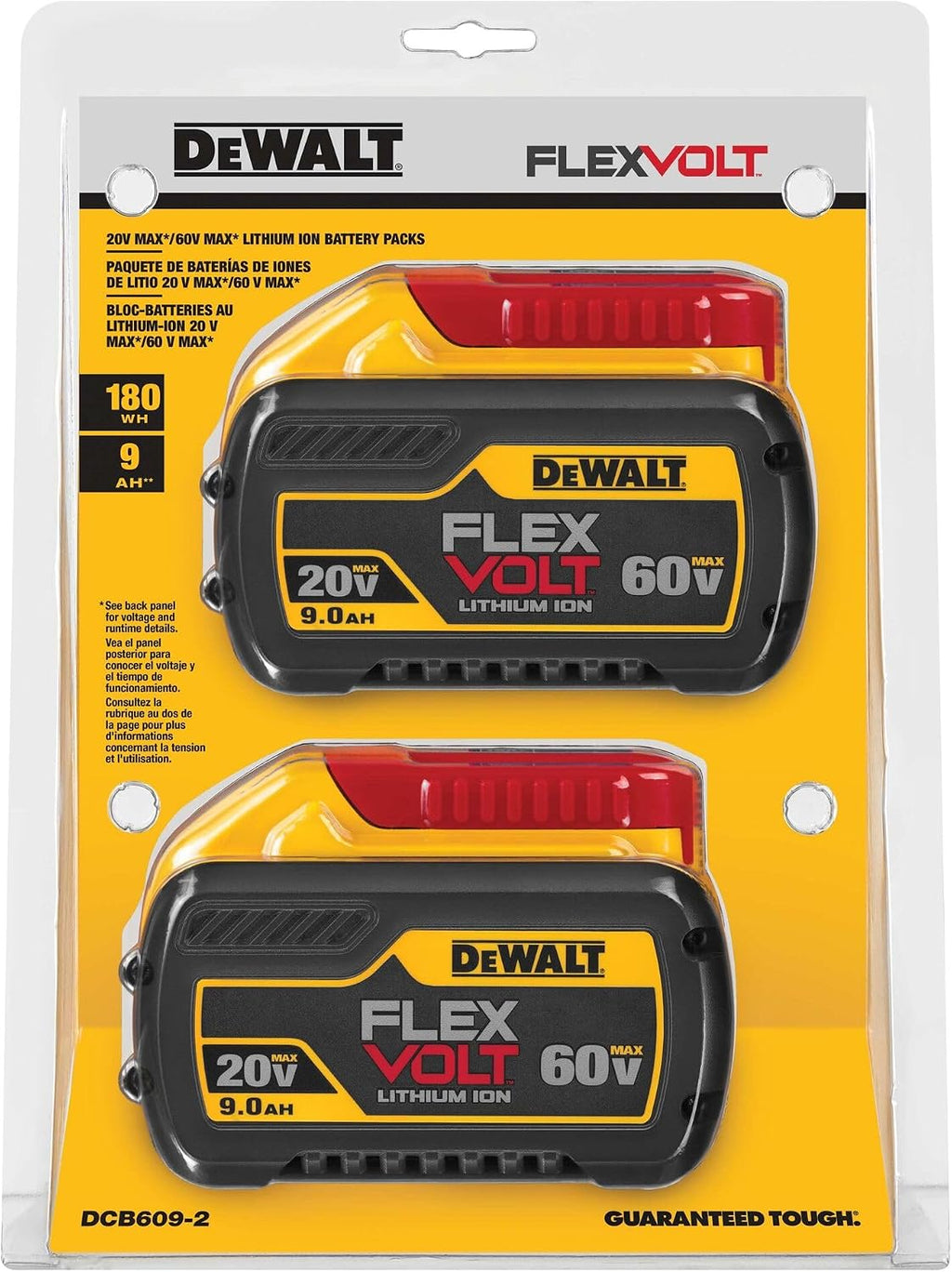 DEWALT FLEXVOLT 20V/60V MAX* Batteries, 9.0-Ah, 2-Pack (DCB609-2)