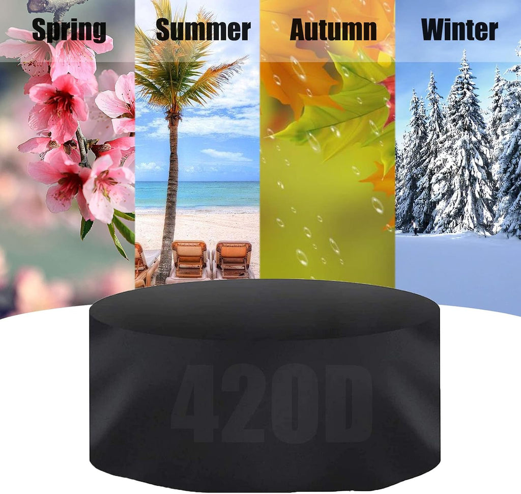 Patio Furniture Cover 138' D x 33' H, 420D Large Waterproof Table Chairs Set Cover, Heavy Duty Gas BBQ Grill Cover, Round Durable Garden Protective Cover (350x85cm)
