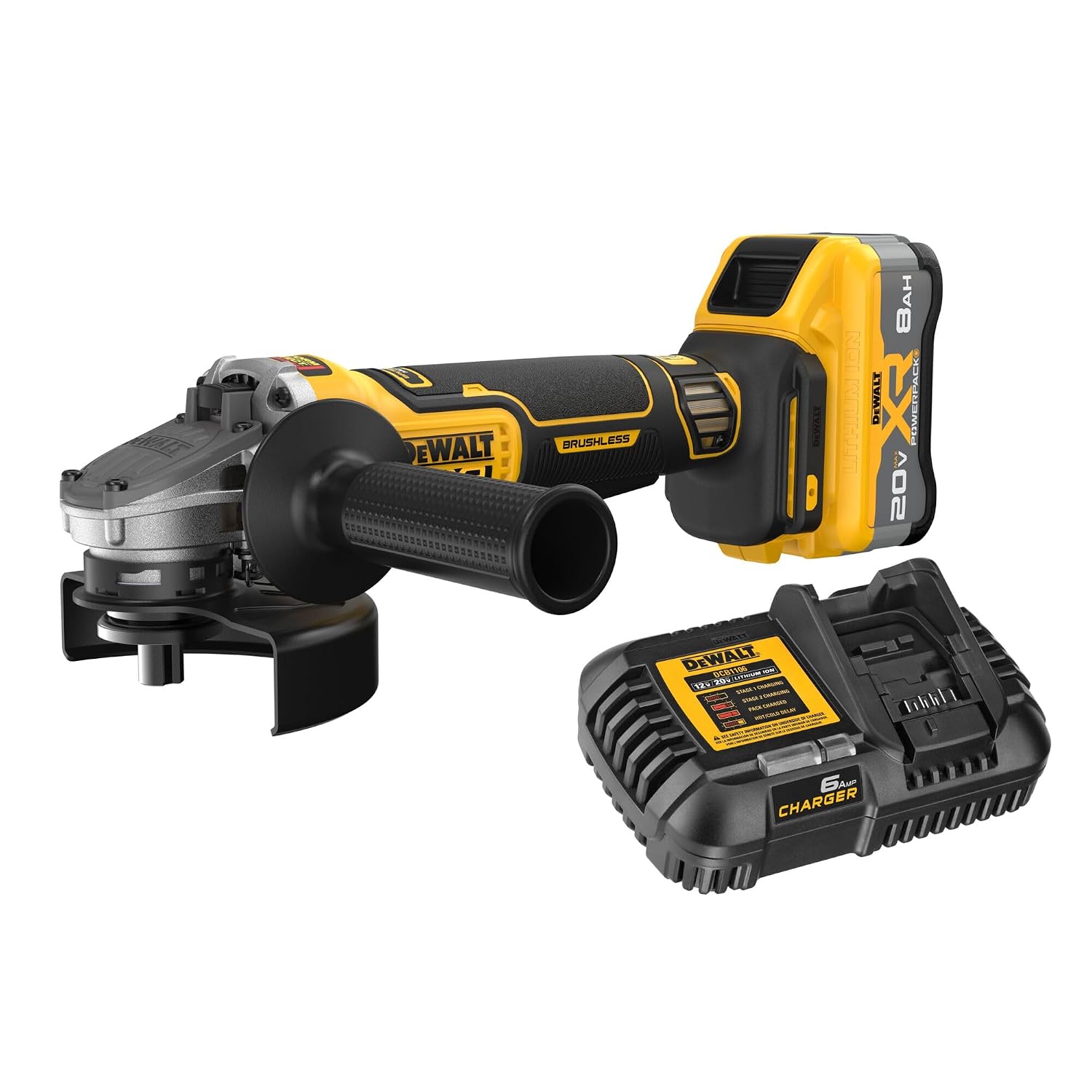 DEWALT 20V MAX XR Brushless Cordless 4-1/2 in. - 5 in. Angle Grinder Kit with XR POWERPACK (DCG410WW1)