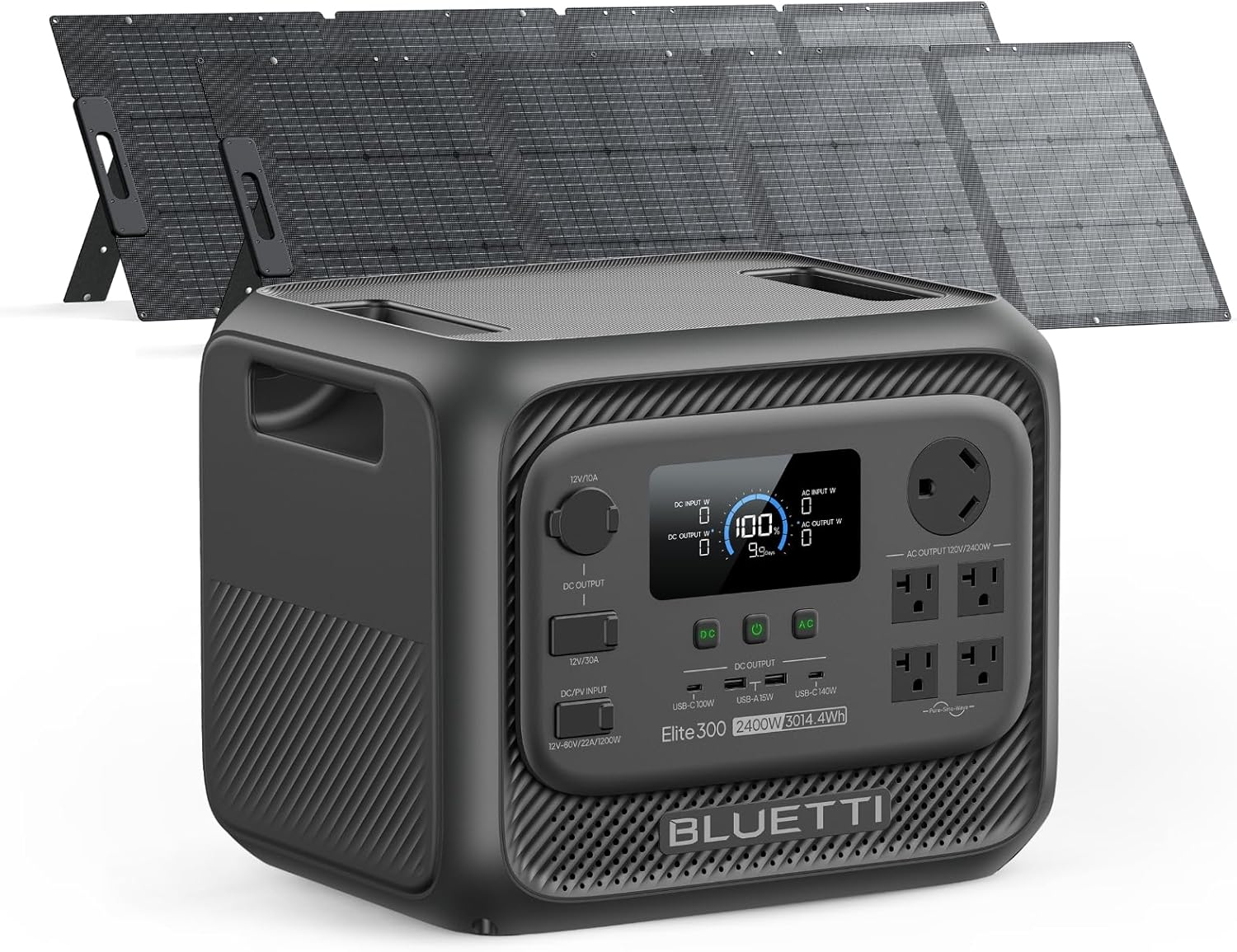 BLUETTI Elite 300 Solar Generator with 2×200W Solar Panels Included (Ship Separately), 3014.4Wh LFP Battery Backup w/ 2400W AC Outlets (4800W Surge), Compact 3kWh for Home Backup, Camping & RV Power