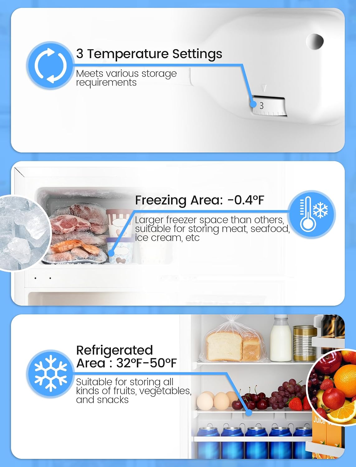 COWSAR 2.5 Cu.Ft Dorm Fridge with Freezer, Double Reversible Door Compact Refrigerator with 2 Removable Shelves, Commercial Drink Fridge for Bedroom, Office, Kitchen, Dorm, White