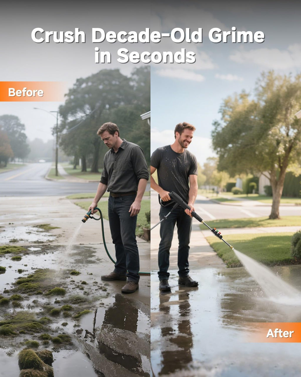 Giraffe Tools Grandfalls Retractable Wall Mounted Pressure Washer Pro, 3700 PSI, 1.6 GPM Electric Power Washer, Automatic Rewind, 100ft Pressure Hoses, 5 Nozzles for Cars/Fences/Patios, Light Silver