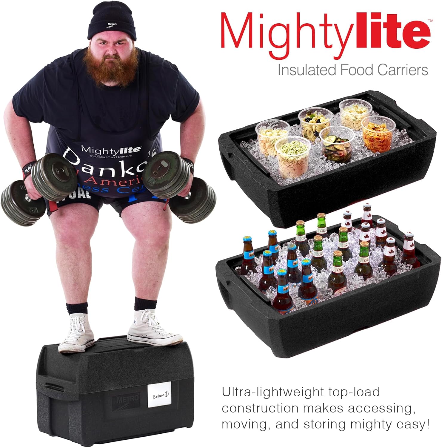 Metro Mightylite ML180XL Top Load Insulated Food Carrier - Professional-Grade Multipurpose Pan Carrier, Insulated Cooler and Food Warmer with Extra Capacity Lid - 45 qt or 5 Pan Capacity