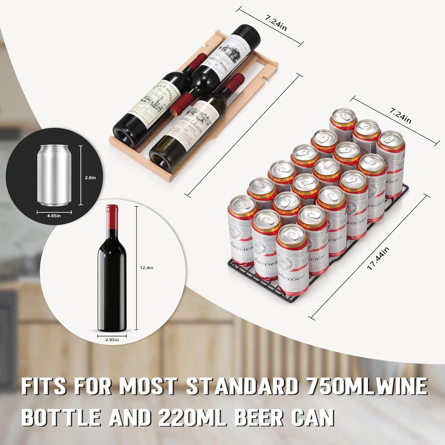 Antarctic Star Wine and Beverage Refrigerator, 24 Inch Dual Zone Wine Cooler with Glass Door, Built in or Under Counter Wine Fridge with Blue LED Light,18 Bottles and 66 Cans Capacity Beverage Cooler