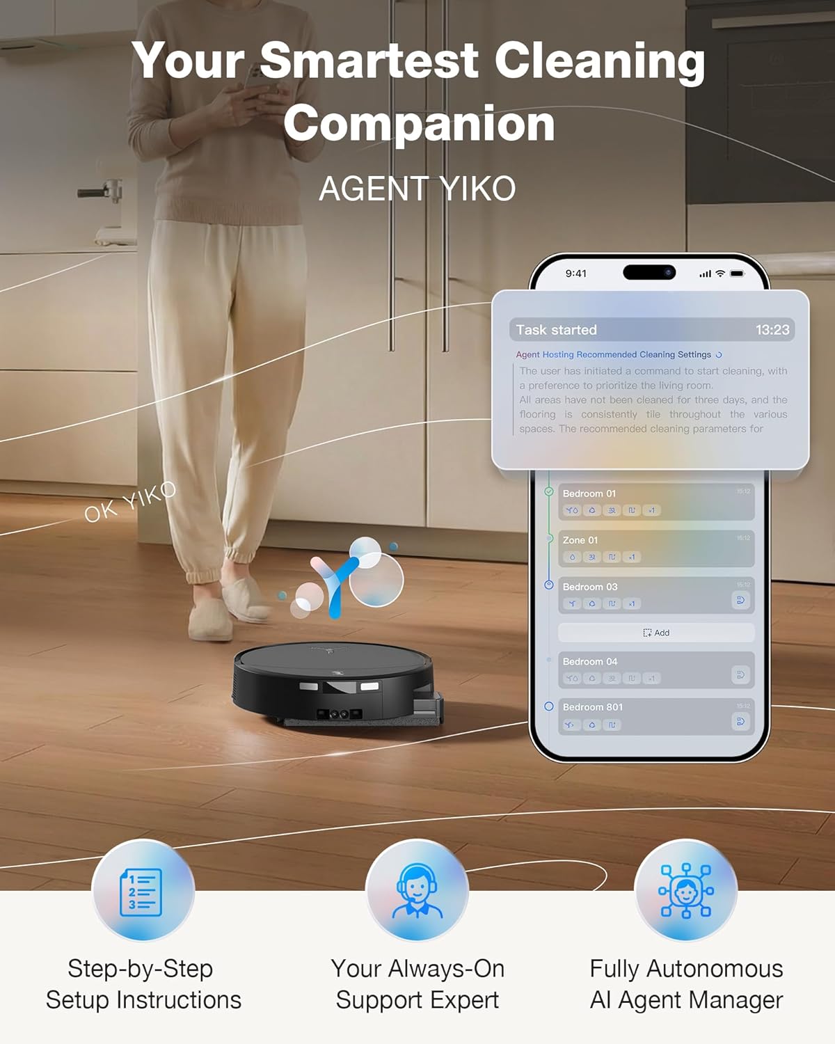 ECOVACS DEEBOT X9S PRO Omni Robot Vacuum and Mop, 30,000Pa Suction, Instant Self-Cleaning OZMO Roller Mop, TruEdge Deep Edge Cleaning, ZeroTangle, Dual-Cleaning Solution System, AI Obstacle Avoidance