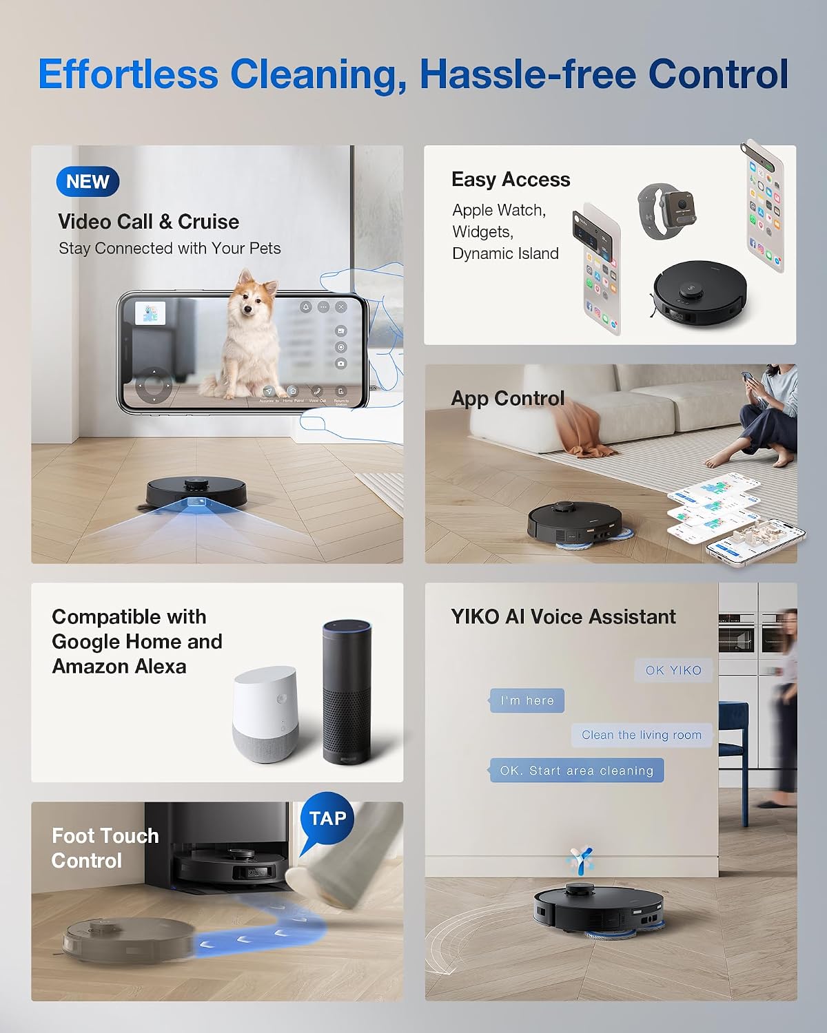 ECOVACS DEEBOT T30S Robot Vacuum and Mop, 11000Pa, ZeroTangle Technology, TruEdge Adaptive Edge Mopping, Hot Water Mop Washing, Self-Emptying, Self Refilling, Auto-Mop Lifting, Obstacle Avoidance