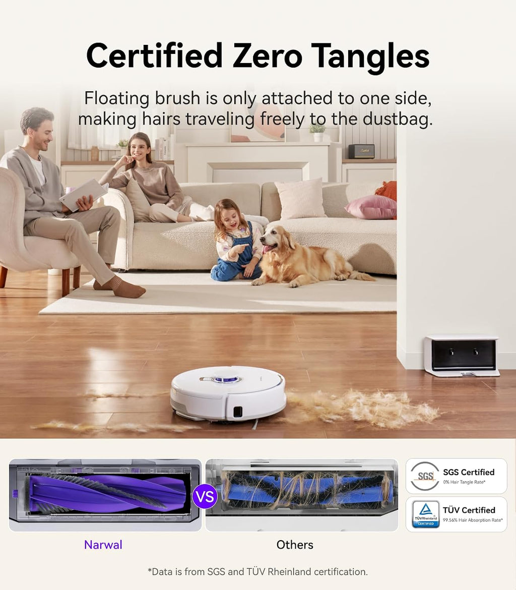 Narwal Freo X Plus Robot Vacuum and Mop, 7-Week Dust Storage, Zero Tangles, 7800Pa Suction, Mopping, Tri-Laser Obstacle Avoidance, LiDAR Navigation, Multi-Floor Mapping, Alexa Control (Renewed)
