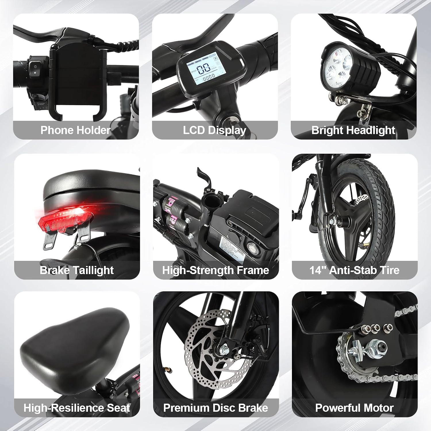 Lightweight Folding Mini Electric Bike for Adults–14 Inch Electric Bicycles Ebike,2000W/1000W, 40/28MPH,52V 25Ah & 48V 15Ah,60-80mi Range, Removable Battery