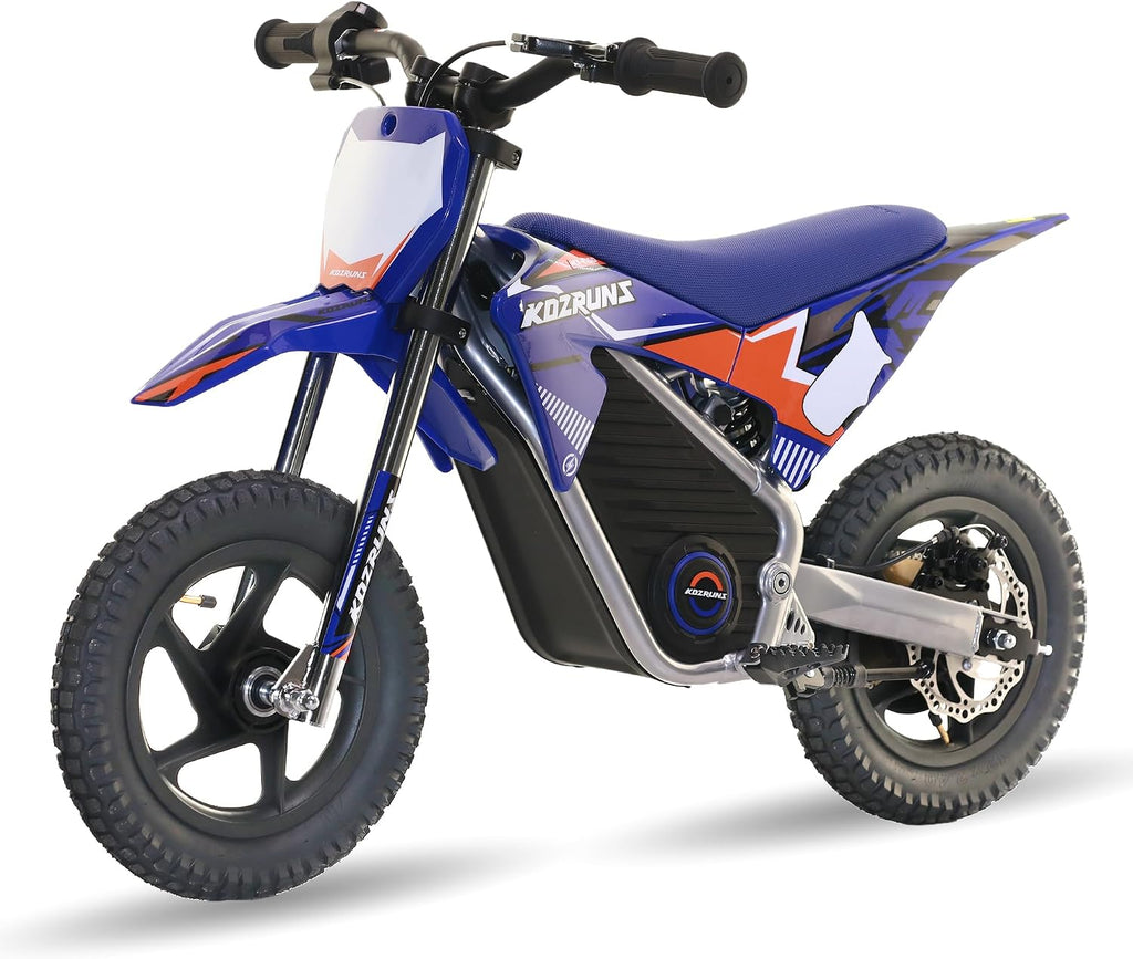 Electric Dirt Bike for Kids 3-7, 200W Powerful Racing Experience Motorcycle, Up to 8.0MPH, 2 Speed Settings, 12-Inch Off-Road Tires, Rear Disc Brakes & Advanced Suspension, Blue