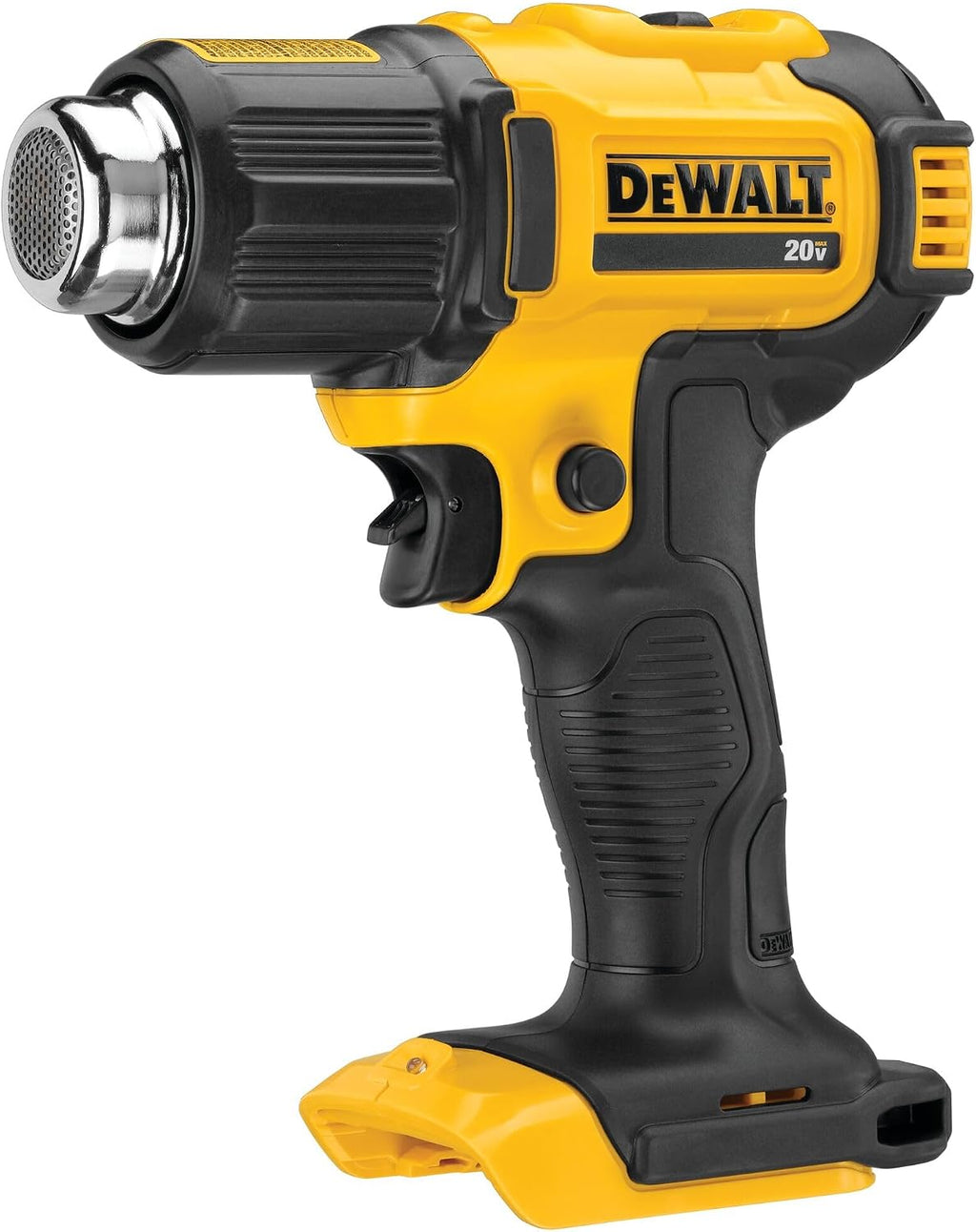 DEWALT 20V MAX Heat Gun, Cordless, Up to 990 Degrees, 42 Minutes of Run Time, LED Light, Heatgun with Flat and Hook Nozzle Attachments,Tool Only (DCE530B)