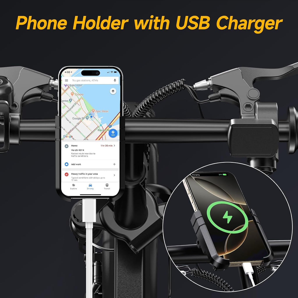 INSDRGN Folding Electric Bike for Adults Teens, Peak 1500W, 62 Miles PAS Range, 48V 16AH Removable Li Battery Ebike, 9 Shocks Full Suspension, 20 MPH Electric Bicycle, UL2849 Certified